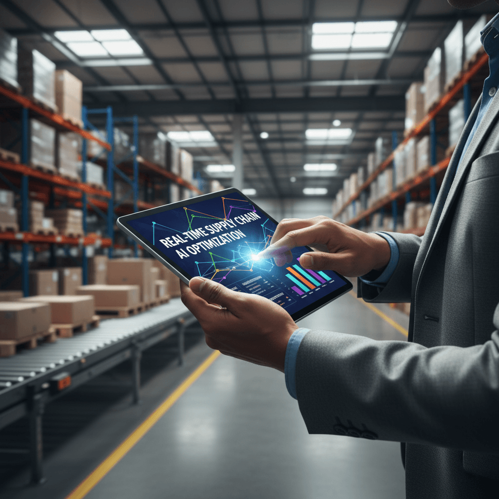 Warehouse operator reviewing shipment tracking data on tablet